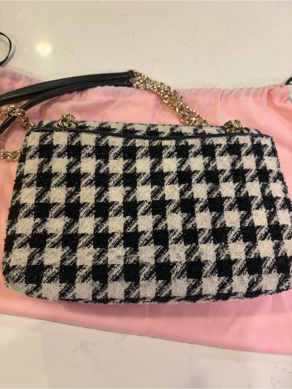kate spade black & white houndstooth shoulder bag